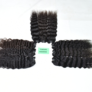 100% extensions de cheveux humains non traités vierges indiennes prix de gros brut bouclés couleur noire crépue temple - Product Image 3