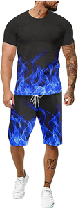 Short de survêtement à manches courtes à imprimé décontracté unisexe personnalisé de qualité supérieure Sprinter d'été 2 pièces pour hommes avec ensembles de t-shirts à séchage rapide - Product Image 6