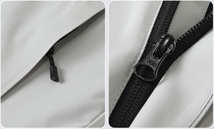 Automne extérieur coupe-vent veste imperméable coupe-vent respirant à capuche coupe-vent léger col montant fermeture éclair - Product Image 4