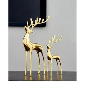 Gold Plated Luxury Reindeer Sculpture Set of 2 Interior Home <b>Decoration</b> <b>Accessories</b> Golden Deer Figurine <b>Decor</b> Gifts Sets - Product Image 5