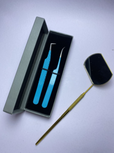 Juego de herramientas profesionales para extensión de pestañas, pinzas para pestañas de volumen curvo fuerte, caja de espejo, etiqueta privada OEM de acero inoxidable - Product Image 6