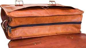 World Craft Impex 100% Genuine Leather 15 Inch Double Strip Messenger Bag Super Quality <b>Laptop</b> <b>Covers</b> 100% Genuine <b>Laptop</b> <b>Covers</b> - Product Image 4