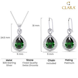 Parure de bijoux raffinée Jino Green en argent avec zircon taille poire et diamant pour mariages et fêtes, idéale pour les mariages et les cadeaux - Product Image 5