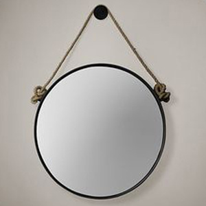 Elegante Marco de espejo de pared de Metal redondo negro moderno latón europeo espejo de baño ESPEJOS de acentos de pared a granel hecho a mano - Product Image 1