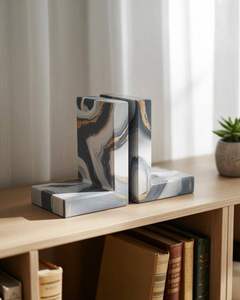 Porte-livres en marbre de style contemporain écologique pour le support décoratif des livres, les étagères de table et les intérieurs de luxe - Product Image 1