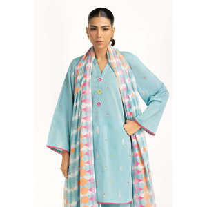 IUSTKSD-1244 Ensemble décontracté 3 pièces pour femme en jacquard brodé respirant pour le printemps/été, haut à manches trois quarts - Product Image 3