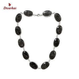 สร้อยคอ925สเตอร์ลิงสำหรับทุกเพศสไตล์คลาสสิกสร้อยคอรูปไข่ห่วงโซ่เครื่องประดับจี้แลบราโดไรต์แฟชั่น - Product Image 3