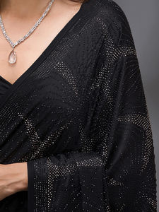 Trendmalls Siroski Work Saree para mujer con pieza de blusa sin costuras mezcla de seda negro ropa paquistaní y para el K1131-Indian - Product Image 5