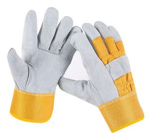 Gants de gréeur canadiens en cuir fendu jaune Finition de qualité supérieure Meilleur prix Gants de jardinage et de construction - Product Image 2
