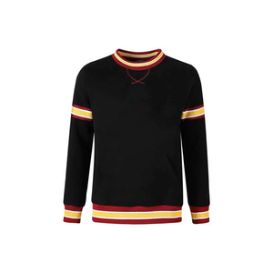 Pull en molleton haut de gamme Elite pour femme, col rond, rayures rouges et jaunes signature |   Coupe-vent écologique pour l'hiver |   Style Confortable - Product Image 1