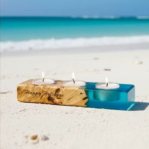 Porte-bougie votif parfumé en bois et résine fait main tendance pour la décoration de la maison pour Diwali - Product Image 1