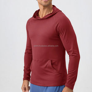 Sweat-shirt à capuche pour homme, nouvelle mode printemps-automne, manches longues, décontracté, avec poche de couleur unie, style fin tissé - Product Image 5