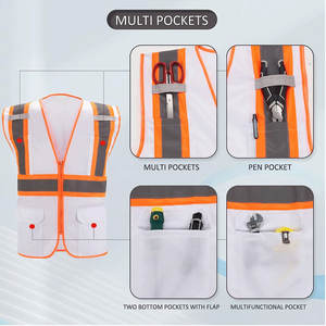Gilet de travail sans manches de sécurité fluorescent avec poches gilet respirant multi-poches de fournisseurs de confiance - Product Image 3