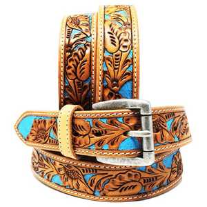 Cinturón tallado de cuero de vaca 100% hecho a mano, último diseño de vaquero y Vaquera occidental con gran proveedor para hombres y mujeres - Product Image 3