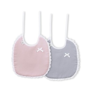 Set di Bavaglini (2 Pezzi) in Tessuto 100% Cotone Grigio e Rosa per Bambini da 0 a 12 Mesi - Product Image 1