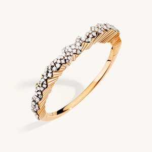 Brazalete de Oro Rosa con Diamantes para Mujer, Diseño Geométrico con Corte Brillante Redondo, Joyería Clásica de Moda - Product Image 1