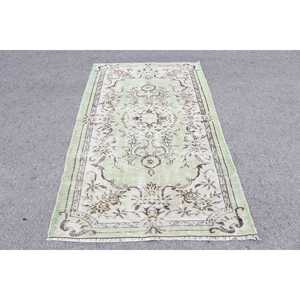 Turkish Rug, 3.9x6.7 ft Area Rug, Green <b>Brown</b> <b>Wool</b> Rug - Product Image 1