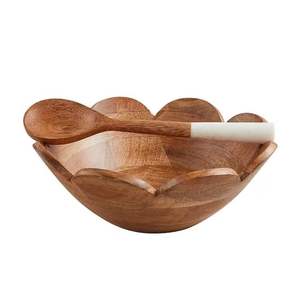 Bol de service en bois de luxe fait main avec finition polie, décoration de cuisine rustique, saladier pour événements de mariage - Product Image 3