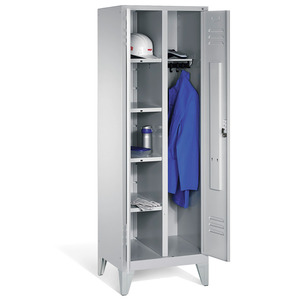 Armadio per biancheria Cabo, 4 ripiani, asta per abiti, L 610, P 500, H 1850 mm, piedi, grigio - Product Image 1