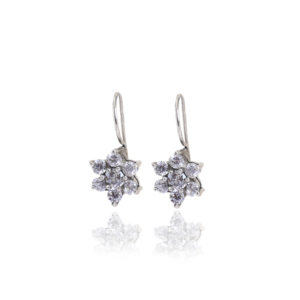 Nouveauté 2025 Boucles d'oreilles en cristal en forme de grappe de fleurs Boucles d'oreilles en argent sterling 925 pour femmes et filles à porter lors de mariages, de fêtes, de cérémonies, de mehendi - Product Image 1
