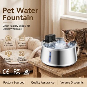 Fontana d'Acqua Automatica <span class=keywords><strong>per</strong></span> Animali Domestici in Acciaio Inox da 4L, Senza Fili, Ricaricabile, Impermeabile, <span class=keywords><strong>per</strong></span> Cani e <span class=keywords><strong>Gatti</strong></span>, Fornitura Diretta dalla Fabbrica - Product Image 1