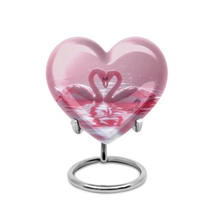 Urna romántica de corazón para cenizas humanas, diseño de reflejo de cisne rosa, recuerdo moderno decorativo, funeral de entierro para adultos, 200 pulgadas cúbicas - Product Image 1