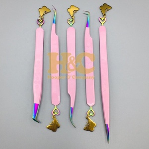 Pince à épiler de qualité supérieure, modèle papillon cœur, pour extensions de cils, en acier inoxydable, durable, style vison papillon - Product Image 5