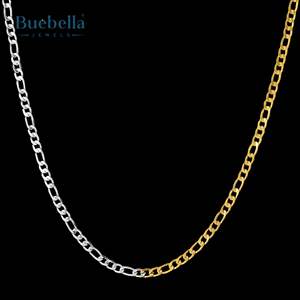 Hot Sale 925 Silver 18K <b>Gold</b> <b>Plated</b> 5mm Two-Tone Figaro <b>Chain</b> <b>Necklace</b> for Men - Product Image 2