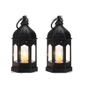 Handmade Multiple Size Candle Outdoor Lantern Iron Glass Black Antique Rough Design <b>Large</b> <b>Packing</b> Individual <b>Box</b> - Product Image 6