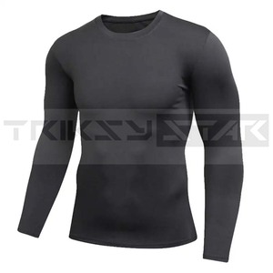 Hombres Gimnasio Compresión Capa base Tops Ringer Manga corta Secado rápido Deportes Personalizado 100% Algodón Camisa de compresión de punto - Product Image 6