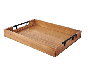 Plateau de service en bois d'acacia Plateau de service en bois massif de forme carrée sur mesure Plateau en bois - Product Image 3