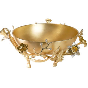 Cuenco Decorativo de Aluminio con Acabado Dorado de Alta Calidad, Cuenco de Metal Decorativo con Diseño de Rama para Decoración del Hogar y Mesa de Boda - Product Image 1