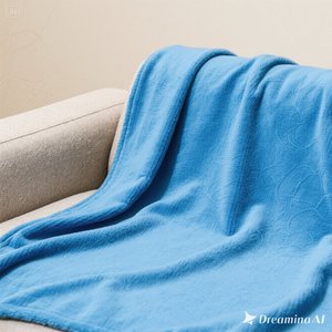 ผ้าห่มขนแกะเนื้อนุ่มสำหรับคืนดาวสุดหรูอบอุ่นสีฟ้าล้วนขนาดควีนไซส์ - Product Image 4