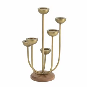 Candelabros de Metal de estilo Vintage, candelabro único dorado, centro de mesa, candelabros para decoración del banquete de boda - Product Image 3