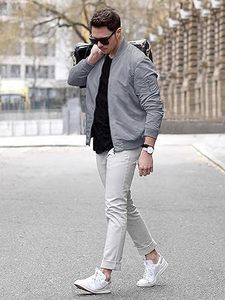 Custom Men's Lightweight Waterproof Stand Collar Bomber Jacket with Sheep <b>Fur</b> <b>Trim</b> Plus Size OEM Option for Spring/Fall/Winter - Product Image 4