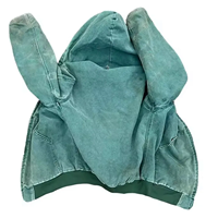 Veste de travail lourde délavée sur mesure avec fermeture éclair de veste à capuche de travailleur doublée vintage délavée