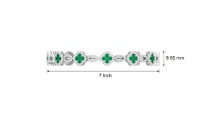 Emerald and Gold & Diamond <b>Clover</b> Women <b>Bracelet</b> For Wedding Party Anniversary Gift Romantic Celebrations - Product Image 2