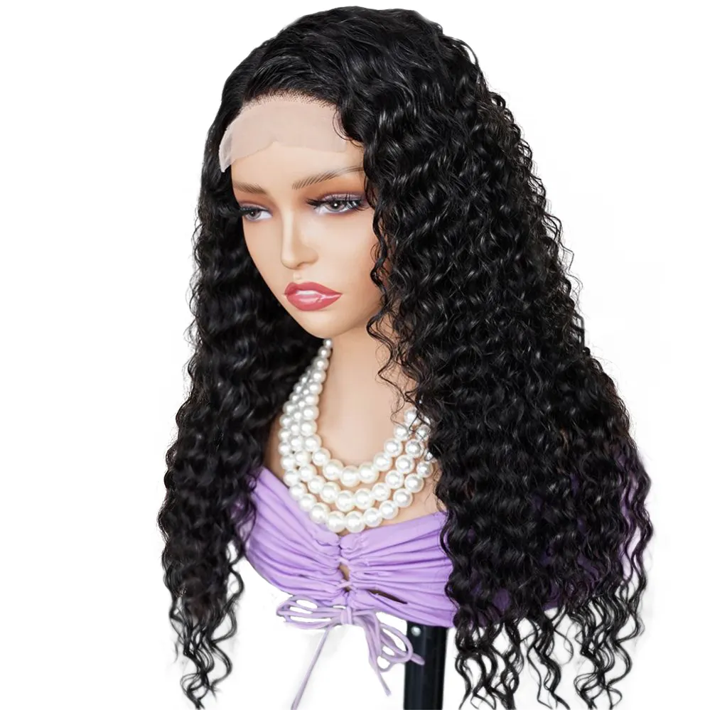 Deep Wave Wig Wholesale Glueless 360 Full HD Frontal Virgin Raw Brazilian Human Hair Lace Front Wig for Black Women