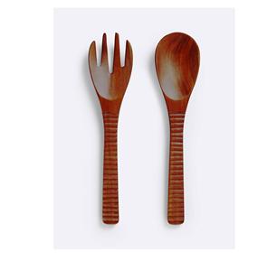 Juego de Servidores de Ensalada de Madera Hechos a Mano, Madera Natural con 2 Espátulas, Utensilios Hechos a Mano Sostenibles - Product Image 5