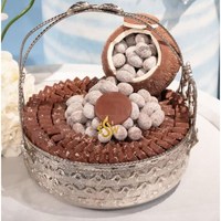 Mangkuk coklat logam kualitas tinggi warna emas dan putih mangkuk manis buatan tangan keluaran terbaru dekoratif mewah Server permen logam