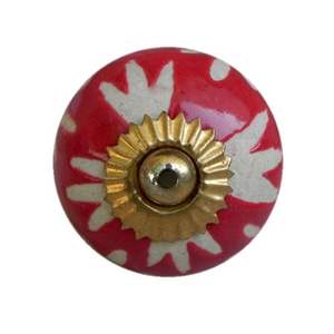 Boutons en céramique Vintage en vrac, poignées de porte rouges, gravé, décoratif, tiroir, armoire, 3.81 cm, nouveau Design CK-355 - Product Image 4