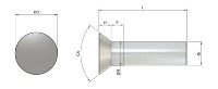 Rivet solide à tête fraisée (norme DIN 661/ISO) - Acier inoxydable, diamètre 4 mm, diamètre de la tête 13 mm, classe 8, finition brillante pour