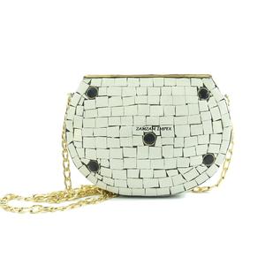 <b>White</b> Brass Stone Mosaic Inlay Handmade Elegant <b>Clutch</b> Purse Evening <b>Bag</b> Customizable Size Logo for Weddings Formal Events - Product Image 3