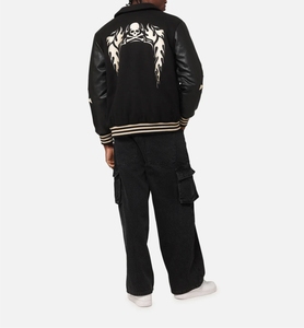 Men's Varsity Jacket Stand Vintage Winter Clothes Custom Embroidered Logo Polyester Baseball Bomber Jacket Foe Men - Product Image 6
