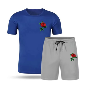 Ensemble t-shirt et short pour hommes personnalisé en coton pour l'été 2 vêtements deux pièces - Product Image 6