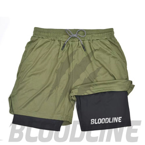 BLOODLINE Men's Red Casual Shorts with Black Inner <b>Layer</b> Quick Dry Elastic Waist <b>Mid</b> Length PU Coated Pockets Sublimation Print - Product Image 5