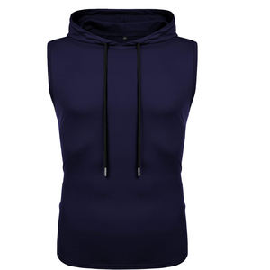 OEM Custom Logo 2024 Solid 100% Cotton Heavyweight Fleece Breathable <b>Men</b> <b>Sleeveless</b> <b>Hoodie</b> - Product Image 1