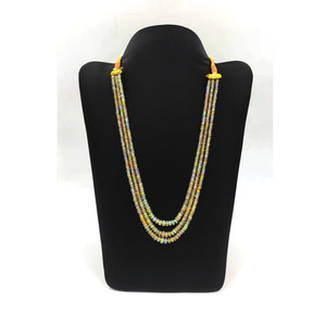 Collier de perles lisses rondes en opale éthiopienne naturelle, 3-4mm, 3 couches, pierres précieuses faites à la main, collier de perles en opale welo - Product Image 1