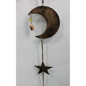 Carillon mural céleste Soleil Lune Étoile de 112 cm de long, décoration bohème pour la maison, en laiton, motif vertical, format corde - Product Image 5