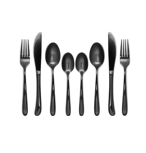 Juego de cubiertos de acero con espejo de la mejor calidad, proveedor al por mayor, cuchara de postre de restaurante de 5 piezas, artesanías pulidas negras mate - Product Image 5